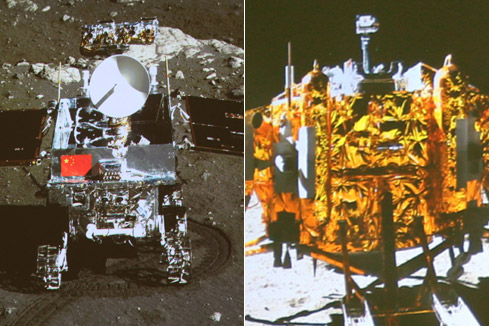 Mission de la sonde lunaire Chang'e-3 : le rover et le module d'alunissage se sont pris mutuellement en photo